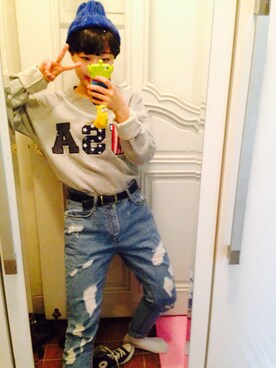 「NEW BALANCE（ニューバランス）のアイテム（その他、ホワイト系）」を使った、박나영さん（レディース・156cm）の秋コーディネート