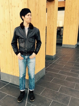 「アイテム（ミリタリージャケット、ブラウン系）」を使った、yopeiさん（メンズ・170cm）の冬コーディネート