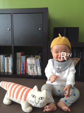 「アイテム（おもちゃ、ホワイト系）」を使った、rayさん（キッズ・70cm）の春コーディネート