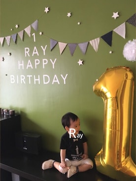 「切り絵プリント」｜rayさん（キッズ・70cm）の夏コーディネート
