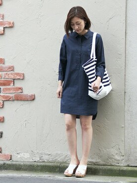 keiさんの「LINEN COTTON SHIRT DRESS：シャツワンピース」を使ったコーディネート