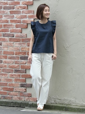 「フリルトップス」｜keiさん（レディース・159cm）の春コーディネート