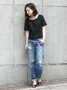 「ボーイフレンドデニム」｜keiさん（レディース・159cm）の夏コーディネート