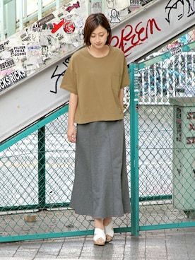 「ポケットＴシャツ」｜「アイテム（トップス）」を使った、keiさん（レディース・159cm）の夏コーディネート