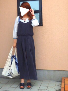 「TODAY'S SPECIAL（トゥデイズスペシャル）のMARCHE BAG/マルシェバッグ（エコバッグ/サブバッグ）」を使った、osaosaさん（レディース・165cm）の夏コーディネート