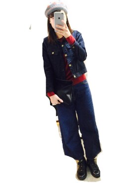 「chambre de charme（シャンブルドゥシャーム）のアイテム（デニムジャケット）」を使った、tmsay000さん（レディース・165cm）の秋コーディネート