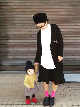 「旦那さんのを借りました」｜「アイテム（ジャケット/アウター）」を使った、FUMIMOM さん（レディース・163cm）の秋コーディネート