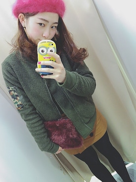 「へザー」｜「アイテム（ハンチング/ベレー帽）」を使った、ｍｙｕ☺︎さん（レディース・158cm）の冬コーディネート