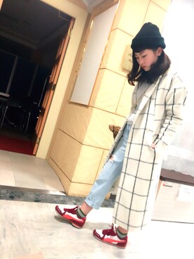 「PUMA」｜「アイテム（チェスターコート）」を使った、ｍｙｕ☺︎さん（レディース・158cm）の冬コーディネート