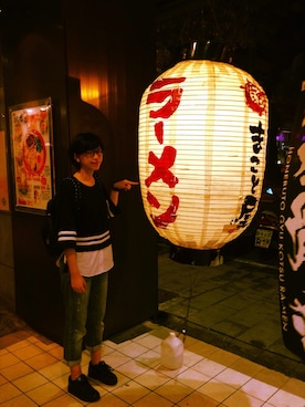 「jouetie（ジュエティ）の【MENS　LIKE】レースアップリュック（バックパック/リュック、ブラック系）」を使った、takumiさん（レディース）の夏コーディネート