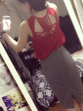 「FOREVER 21（フォーエバー トゥエンティーワン）のアイテム（トップス、レッド系）」を使った、shipoyanさん（レディース・156cm）の夏コーディネート
