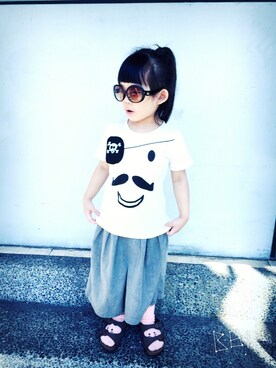 「アイテム（モカシン/デッキシューズ）」を使った、MiaQさん（キッズ・100cm）の春コーディネート