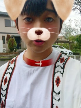 「メルカリのアイテム（ダウンベスト、ホワイト系）」を使った、なおくんさん（メンズ）の秋コーディネート