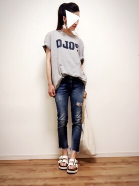 「Ungrid（アングリッド）のフレイドヘムストスリ（デニムパンツ）」を使った、はなさん（レディース・165cm）の春コーディネート