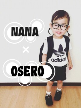 「abcd（ナシ）のアイテム（バッグ）」を使った、Nana‎٭¨̮❼さん（キッズ・80cm）の夏コーディネート