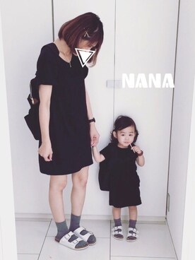 「abcd（ナシ）のアイテム（バッグ）」を使った、Nana‎٭¨̮❼さん（キッズ・80cm）の夏コーディネート