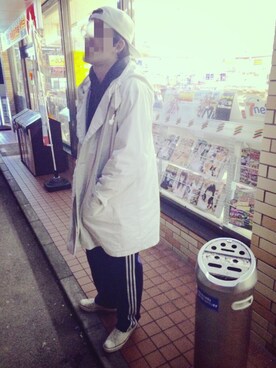 「アイテム（トレンチコート、ホワイト系）」を使った、ちくりんさん（メンズ・182cm）の秋コーディネート