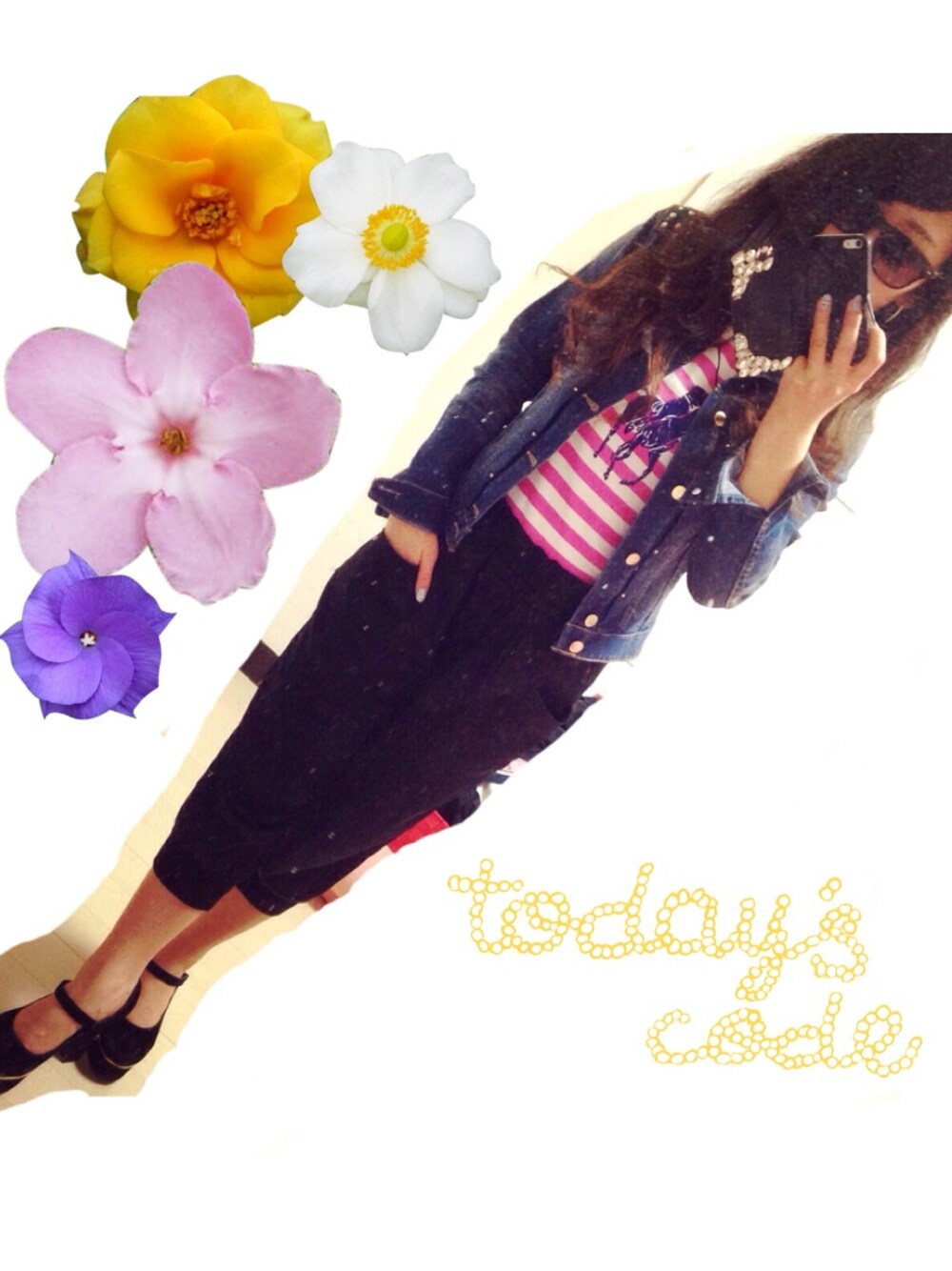 「FOREVER21、Ralph Lauren」｜「RALPH LAURENのボーダーTシャツ（Tシャツ/カットソー、ピンク系）」を使った、Rikaさん（レディース・153cm）の春コーディネートの1枚目の写真