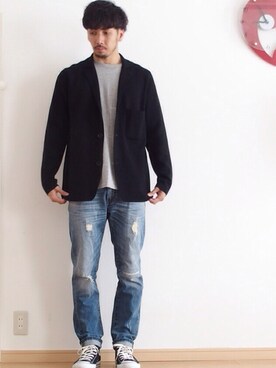 「CONVERSE（コンバース）のALL STAR HI（スニーカー）」を使った、N i s s yさん（メンズ・172cm）の秋コーディネート