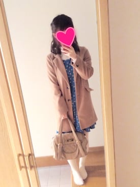 「白タイツ」｜「アイテム（チェスターコート）」を使った、ひよこさん（レディース・163cm）の春コーディネート