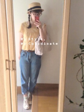 「Linetta（リネッタ）のアイテム（バッグ）」を使った、ひよこさん（レディース・163cm）の夏コーディネート