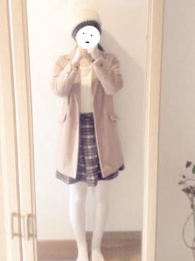 「白タイツ」｜「アイテム（チェスターコート）」を使った、ひよこさん（レディース・163cm）の秋コーディネート