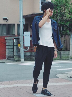 「EN ROUTE（アンルート）のアイテム（スラックス）」を使った、tomokiさん（メンズ・170cm）の秋コーディネート