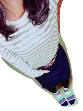 「アイテム（マウンテンパーカー、ブルー系）」を使った、ゆ み ゆ みさん（レディース・150cm）の春コーディネート