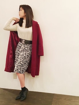 「skirt」｜「アイテム（チェスターコート）」を使った、Aico (PRIMA DONNA)さん（レディース・160cm）の冬コーディネート