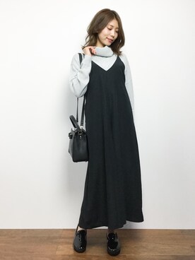 「ゆったりシルエット」｜「アイテム（オールインワン・サロペット）」を使った、吉岡由梨子さん（レディース・158cm）の夏コーディネート