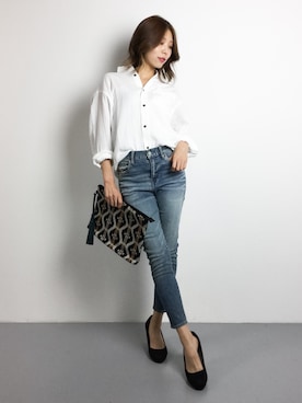 「Settimissimo（セッティミッシモ）のアイテム（バッグ）」を使った、吉岡由梨子さん（レディース・158cm）の秋コーディネート