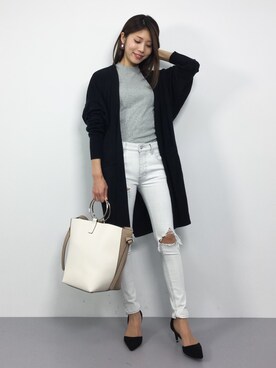 「GOUT COMMUN（グーコミューン）のアイテム（ショルダーバッグ）」を使った、吉岡由梨子さん（レディース・158cm）の秋コーディネート