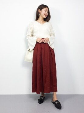 「フレアスリーブ」｜吉岡由梨子さん（レディース・158cm）の冬コーディネート