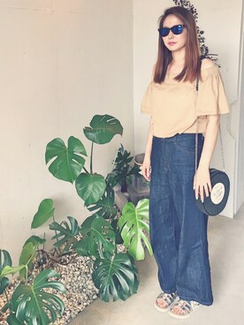 「アイテム（キャミソール、ベージュ系）」を使った、MADOKA さん（レディース・160cm）の夏コーディネート