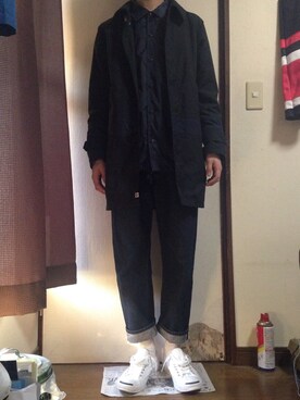 「アイテム（ステンカラーコート）」を使った、Nagi Kobayashiさん（メンズ・170cm・10代）の秋コーディネート