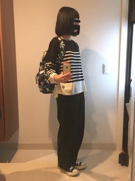 「GAP（ギャップ）のアイテム（バックパック/リュック）」を使った、すぅさんさん（レディース・155cm）の秋コーディネート