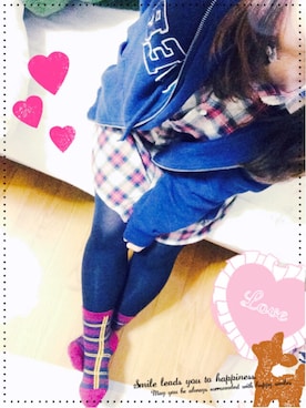 「アイテム（シャツワンピース、レッド系）」を使った、mmy＊...さん（レディース・153cm）の秋コーディネート