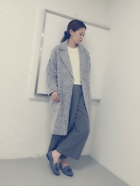 「ショート丈トップス」｜「アイテム（チェスターコート）」を使った、SENSE OF PLACE ONLINE STOREさん（レディース・166cm）の秋コーディネート