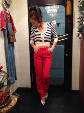 「Betsey Johnson（ベッツィージョンソン）のアイテム（カーディガン/ボレロ）」を使った、miyabiharukaさん（レディース・155cm）の春コーディネート