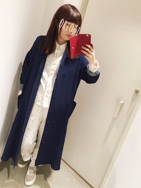 「春物」｜「アイテム（その他アウター）」を使った、riiiiさん（レディース・159cm）の冬コーディネート