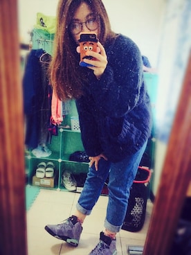 「blue」｜「アイテム（サロペット/オーバーオール）」を使った、YUN_0711さん（レディース・165cm）の冬コーディネート