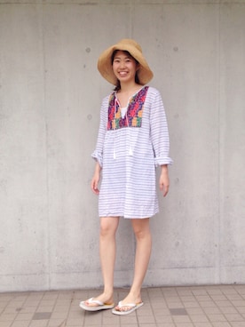 「J.CREW（ジェイクルー）のアイテム（ワンピース/ドレス）」を使った、日向子さん（レディース・153cm）の夏コーディネート