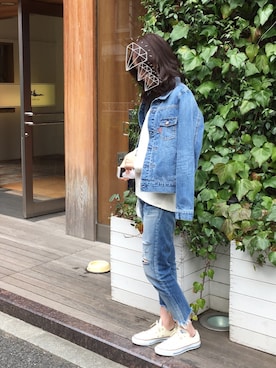 「CONVERSE（コンバース）のconverse（コンバース） ALL STAR OX（オールスターOX）（スニーカー）」を使った、mocoさん（レディース・157cm）の春コーディネート