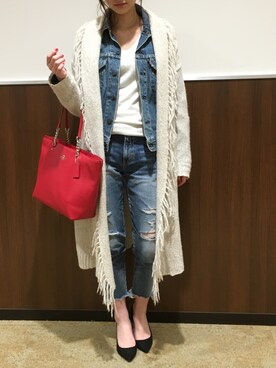 「COACH」｜「アイテム（デニムジャケット）」を使った、mocoさん（レディース・157cm）の春コーディネート