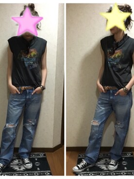 「CONVERSE（コンバース）のconverse（コンバース） ALL STAR OX（オールスターOX）（スニーカー）」を使った、mocoさん（レディース・157cm）の夏コーディネート