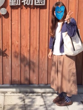 「B.L.U.E（ビーエルユーイー）のアイテム（ノーカラージャケット）」を使った、minilaさん（レディース・148cm）の秋コーディネート