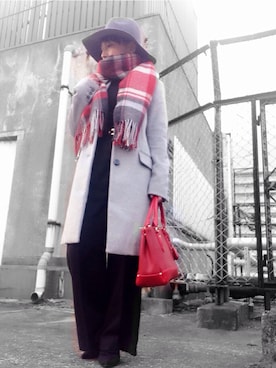 「アイテム（ボストンバッグ、レッド系）」を使った、Minatch 【NOIR】さん（レディース・147cm）の冬コーディネート