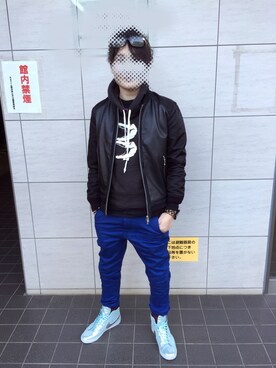 「シルバー」｜「アイテム（ブルゾン）」を使った、こすみさん（メンズ・168cm）の冬コーディネート