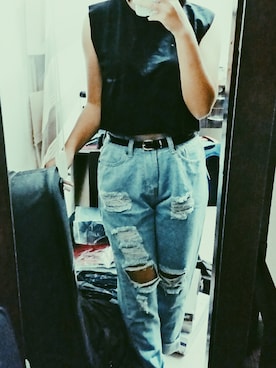 「-のアイテム（トップス、ブラック系）」を使った、MomoChia57さん（レディース・160cm）の夏コーディネート