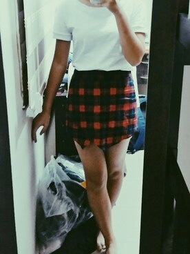 「-のアイテム（スカート、レッド系）」を使った、MomoChia57さん（レディース・160cm）の夏コーディネート